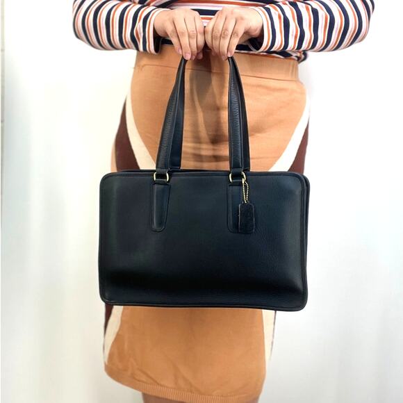 Vintage Coach Marketing Tote 9665 Black Leather Bag Women's Made in NYC - Picture 3 of 11